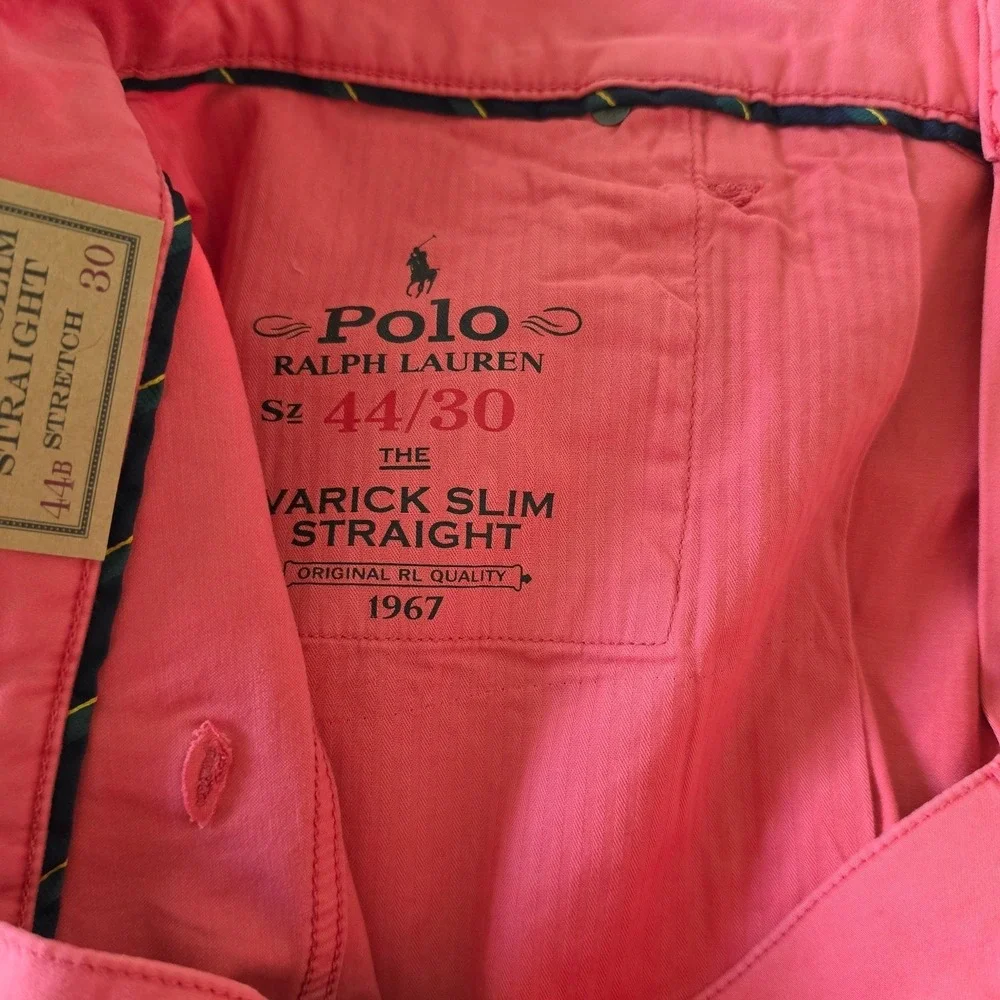 Polo Ralph Lauren Mens Varick Slim Straight Pants Red Salmon Pink 44B x 30